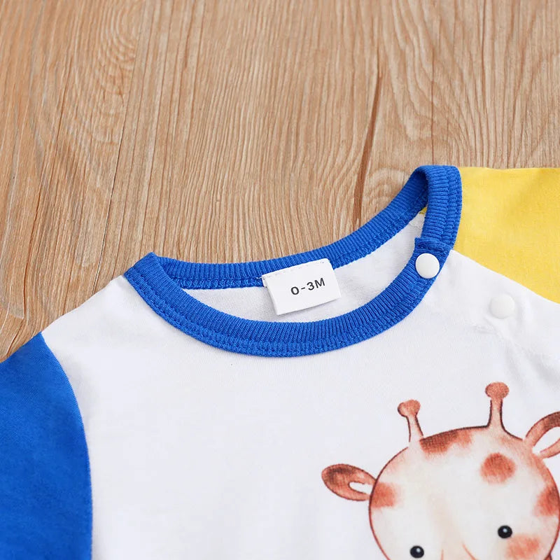 Newborn Cartoon Animals Jumpsuit | Colorful Unisex Baby Outfit