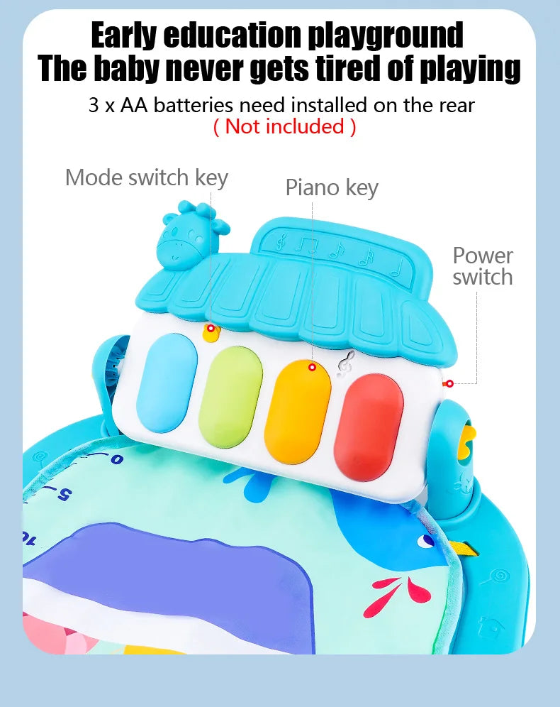 Baby Fitness Play Gym with Piano & Crawling Mat 0-36M