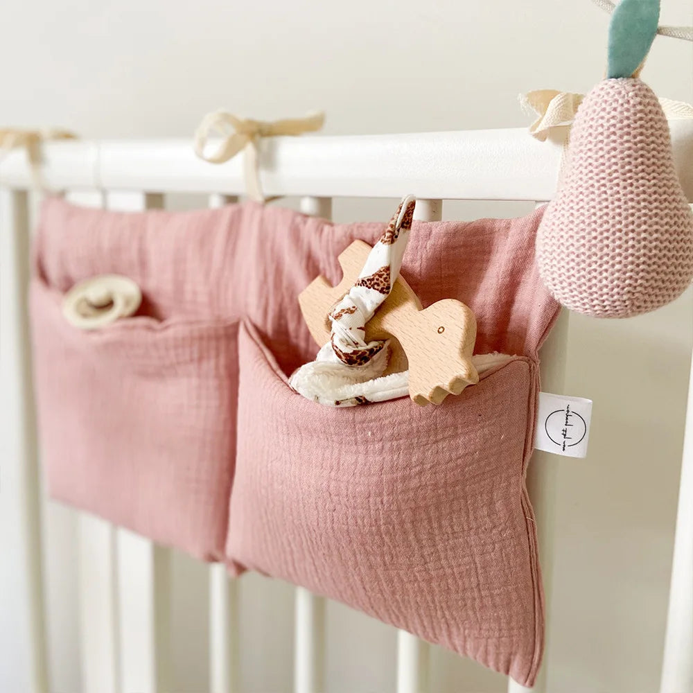 Baby Nursery Crib Organizer Caddy with 2 Pockets