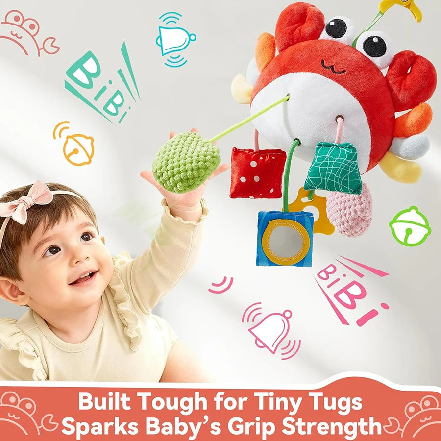 Baby Car Seat Sensory Toy with Rattle & Mirror 0-6M