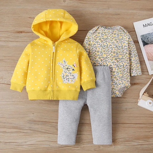 Baby 3-Piece Hooded Coat, Romper & Trousers Set