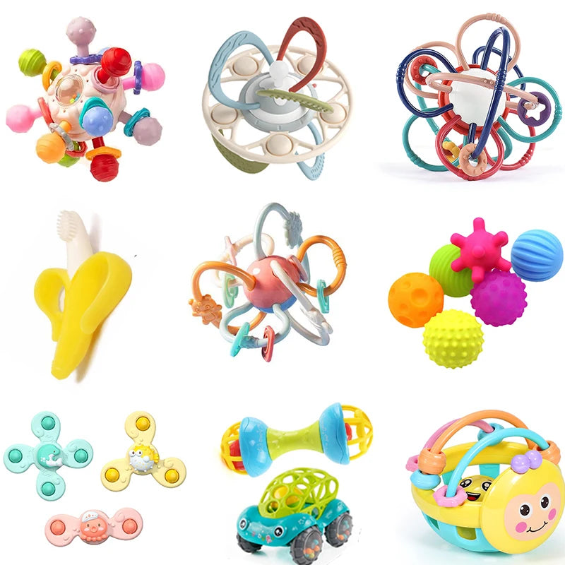 Sensory Teething Rattle Toy for Babies 0-36 Months