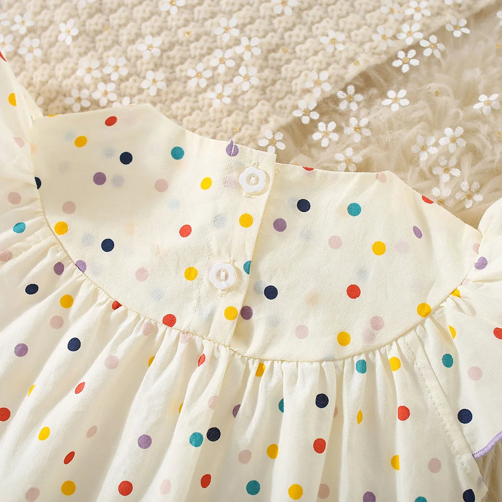 Flower Embroidered Baby Bodysuit | Colorful Polka Dot Print 3-18M