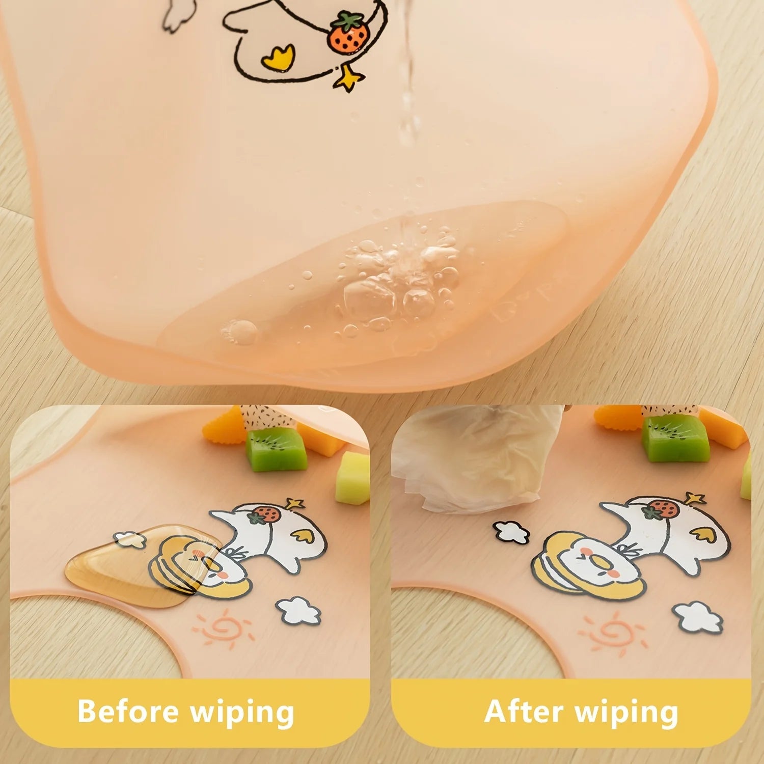 Waterproof Silicone Baby Bib | Adjustable Cartoon Animal Print for Boys & Girls