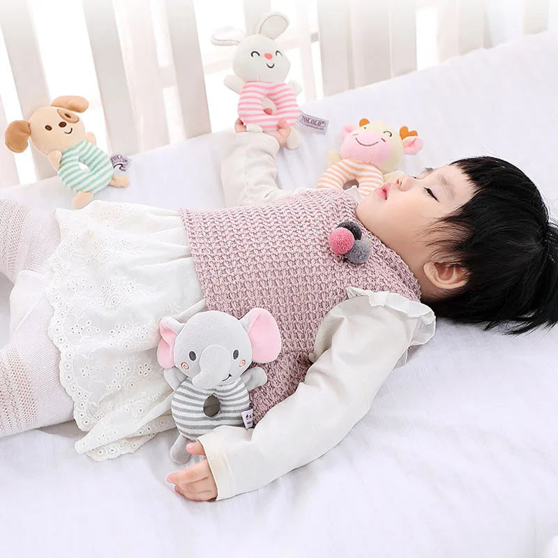 Baby Rattle Toys Cartoon Animals Plush for Newborns