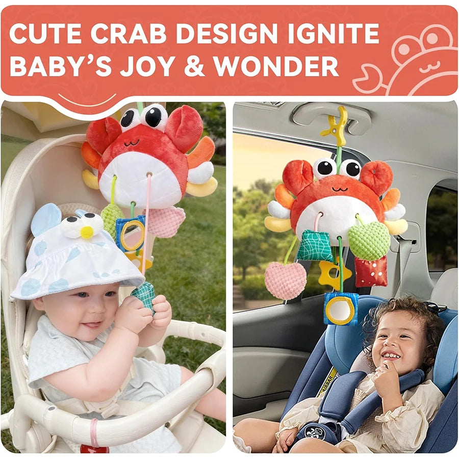 Baby Car Seat Sensory Toy with Rattle & Mirror 0-6M