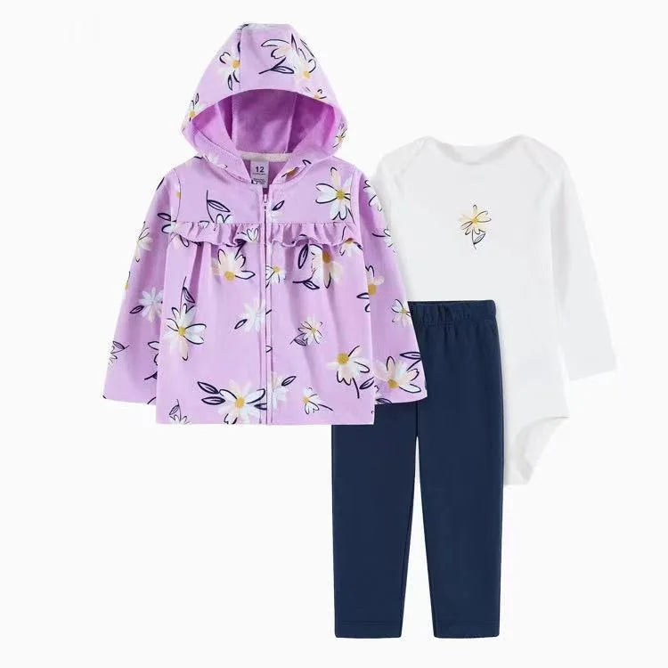 Baby 3-Piece Hooded Coat, Romper & Trousers Set