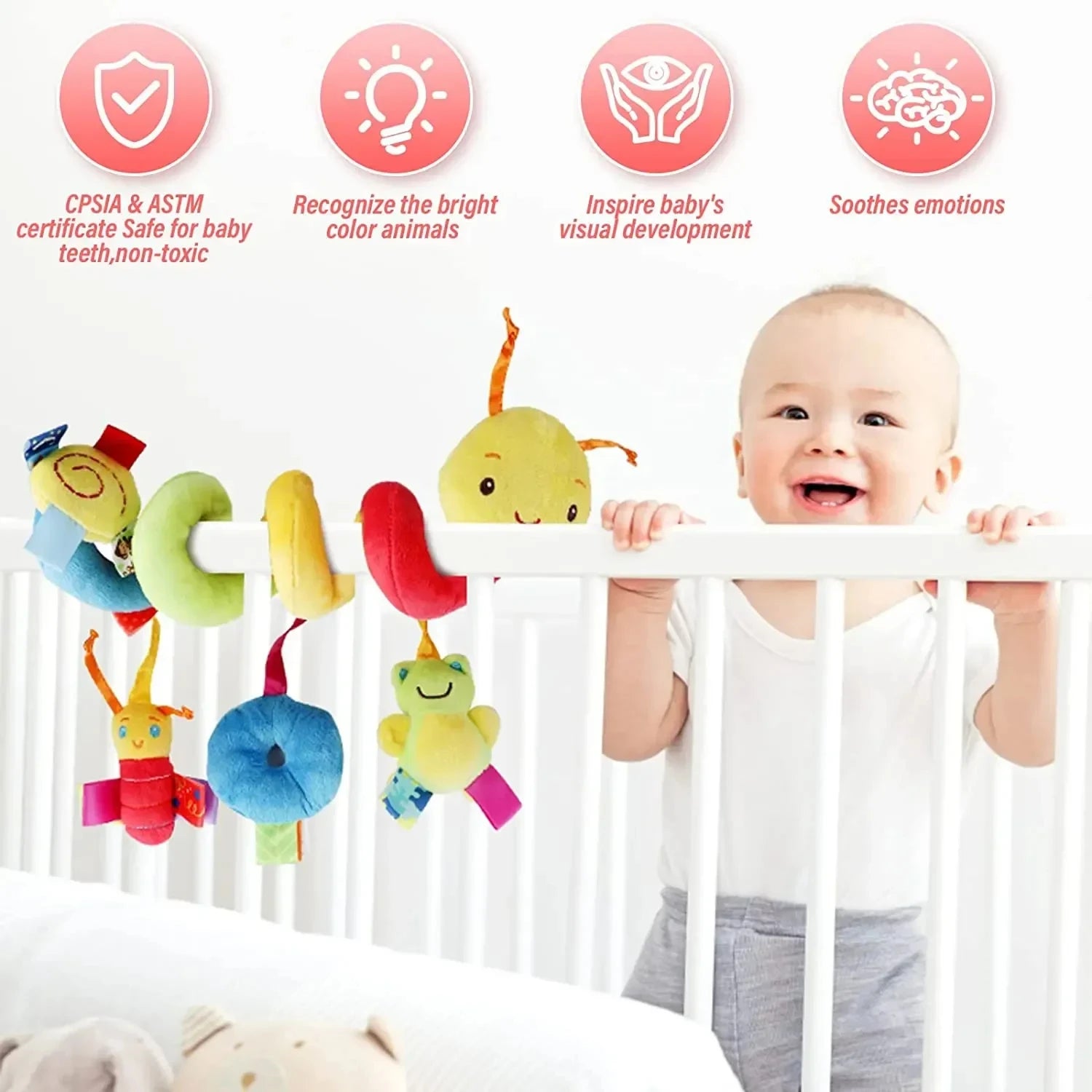 Baby Crib Hanging Rattle Toys with Stroller Spiral Mobile