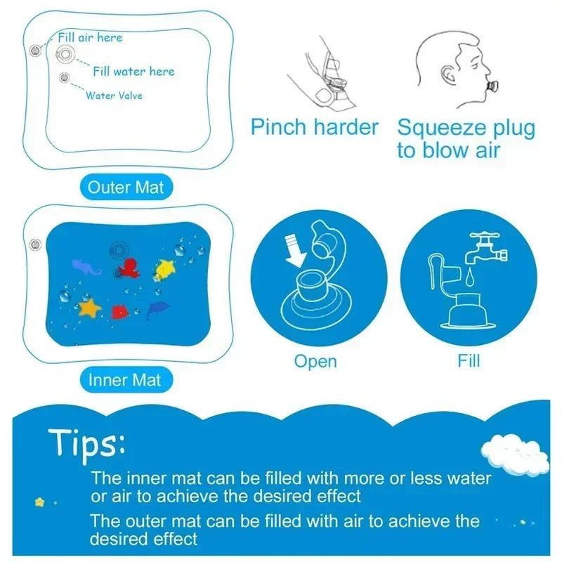 Inflatable Tummy Time Water Play Mat for Infants