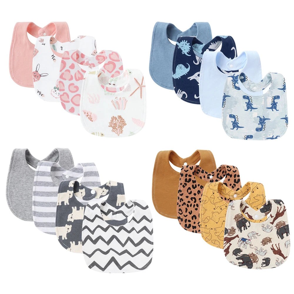 4-Piece Baby Bibs & Burp Cloths Set for Boys & Girls