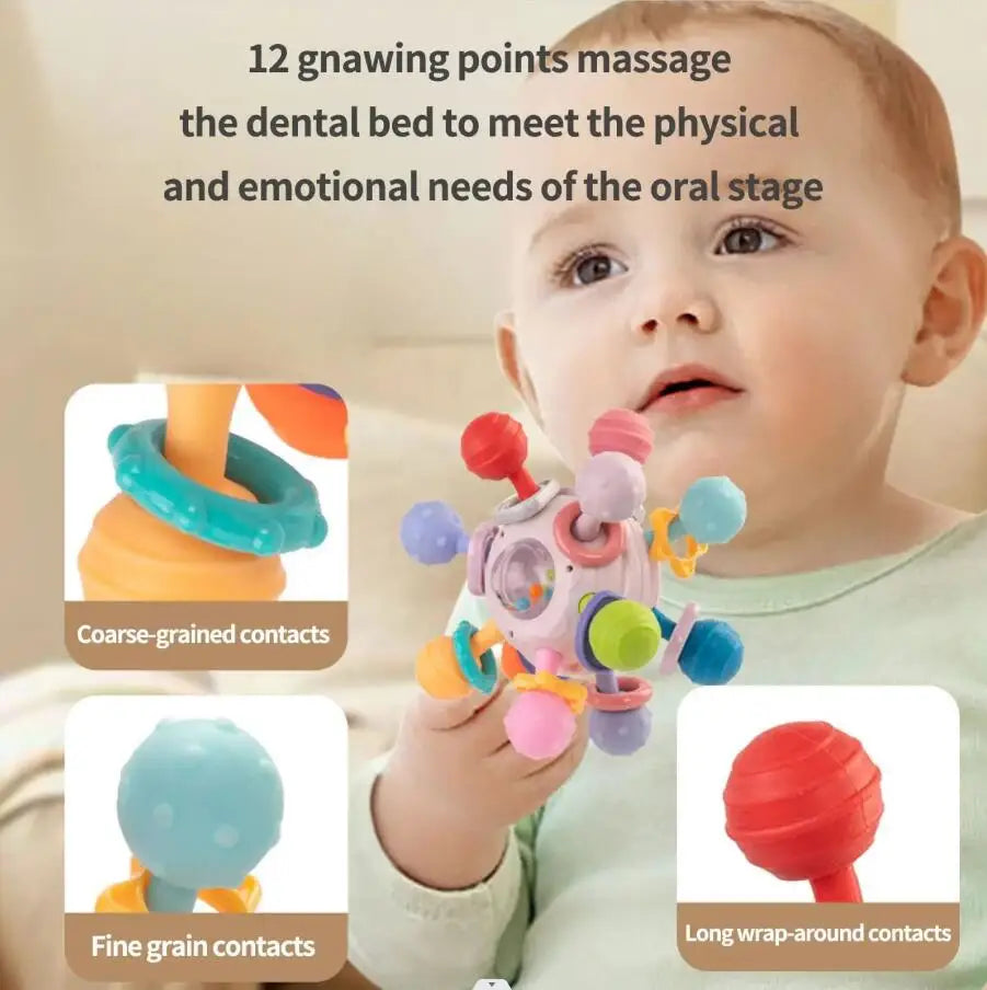 Sensory Teething Rattle Toy for Babies 0-36 Months