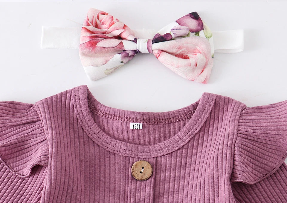 Newborn Baby Girl Knit Long Sleeve Top & Floral Pants Set